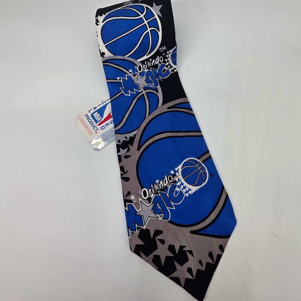 ORLANDO MAGIC NBA TIE NEW 100% SILK USA RALPH MARLIN RM SPORT DEADSTOCK AOP LOGO